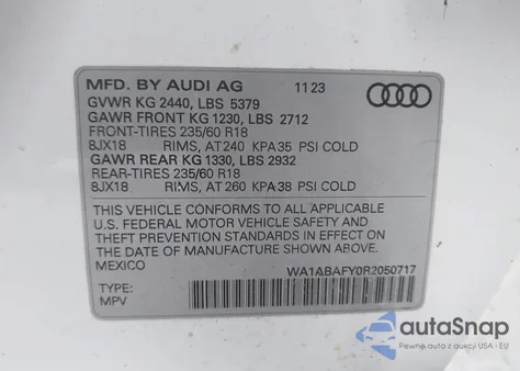 2024 Audi Q5 Premium 40 Tfsi Quattro S Tronic z USA, uszkodzony, nr VIN WA1ABAFY0R2050717